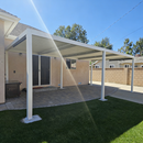 PURPLE LEAF Athena Louvered Pergola Modern White Pergola with Adjustable Roof for Deck Backyard Garden