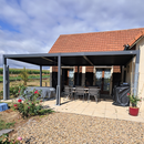 PURPLE LEAF Caesar Solar Louvered Pergola with LED Strip Lights and Control Panel Aluminum Outdoor Pergola with Adjustable Roof for Patio Deck Garden Yard Gray