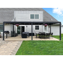 PURPLE LEAF Caesar Louvered Pergola with Yellow String Lights Patio Aluminum Pergola with Independent Adjustable Rainproof Roof Hardtop Pergola for Outdoor Deck Garden Yard