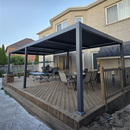 PURPLE LEAF Caesar Solar Louvered Pergola with LED Strip Lights and Control Panel Aluminum Outdoor Pergola with Adjustable Roof for Patio Deck Garden Yard Gray