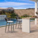 PURPLE LEAF Counter Height Bar Stool Set of 2 Outdoor Stool Chair with Footrest Patio Bar Height Stools Rattan Barstools for Outdoor or Indoor