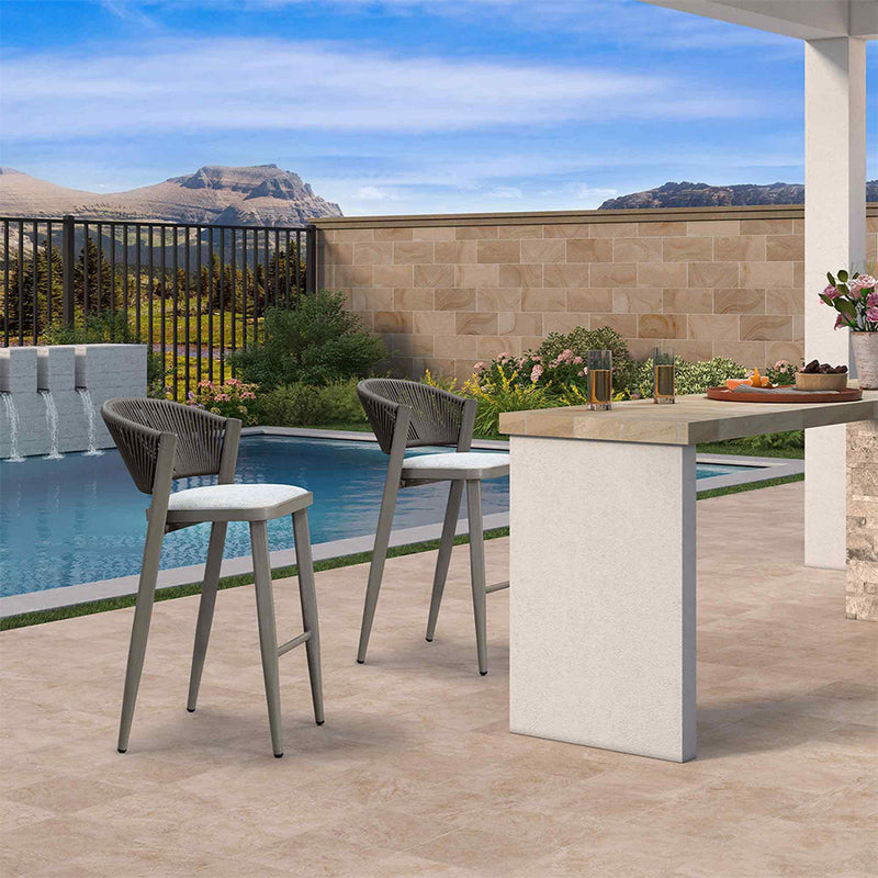 PURPLE LEAF Counter Height Bar Stool Set of 2 Outdoor Stool Chair with Footrest Patio Bar Height Stools Rattan Barstools for Outdoor or Indoor