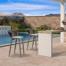 PURPLE LEAF Counter Height Bar Stool Set of 2 Outdoor Stool Chair with Footrest Patio Bar Height Stools Rattan Barstools for Outdoor or Indoor