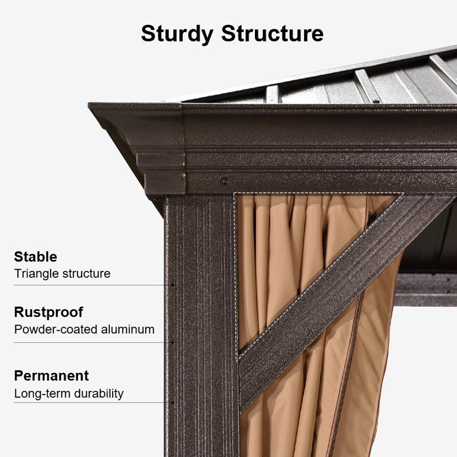 Hardtop Gazebo, Double Roof & String Lights | Bronze Frame