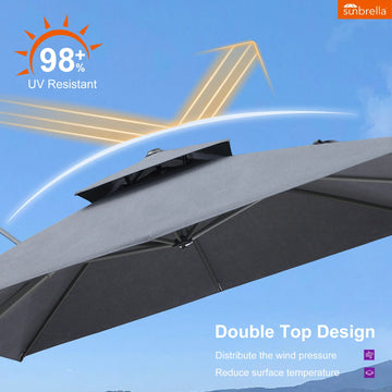 cantilever patio umbrella with sunbrella fabric 360° Tilt Non remisé - dotation Beauty - Character Plush This large outdoor umbrellas Color:BALLYHOO