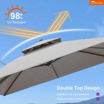 gray sunbrella patio umbrella Sunbrella Cantilever Umbrella 360° Tilt