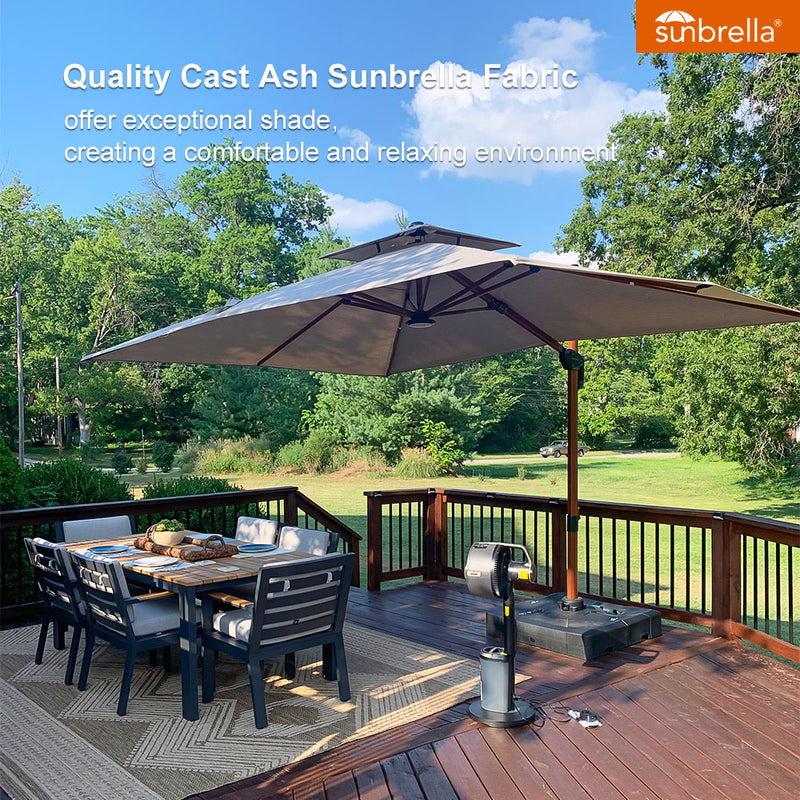 PURPLE LEAF SUNBRELLA Cantilever Umbrella Deluxe Wood Pattern Patio Umbrella