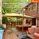 PURPLE LEAF SUNBRELLA Cantilever Umbrella Deluxe Wood Pattern Patio Umbrella