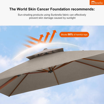 can you replace fabric on patio umbrella SUNBRELLA Fabric Aluminum Patio Cantilever Umbrella in Wood Color