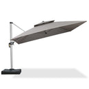 PURPLE LEAF classic 12x12ft taupe Sunbrella cantilever umbrella with double canopy.