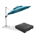 PURPLE LEAF Double Top Cantilever Patio Umbrella with Teal Canopy and Black Base