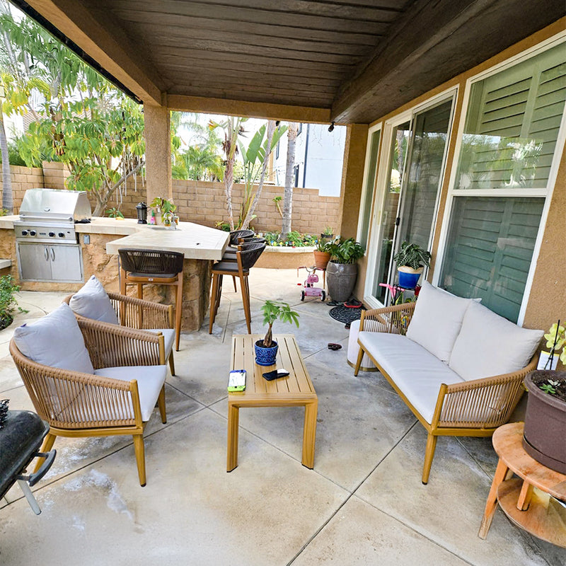 PURPLE LEAF 4-Piece Patio Conversation Set with All-Aluminum Frame, Handwoven Wicker Chairs, and High-Resilience Cushions for Patio Garden Balcony Poolside