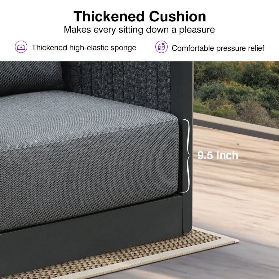L-Shaped Patio Couch Set | Modular Outdoor Sofa w/ Ottoman