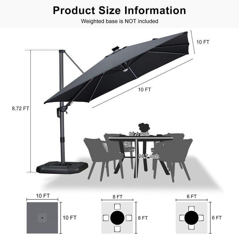 PURPLE LEAF LED Economical 10ft Patio Umbrellas Outdoor Umbrella with Lights