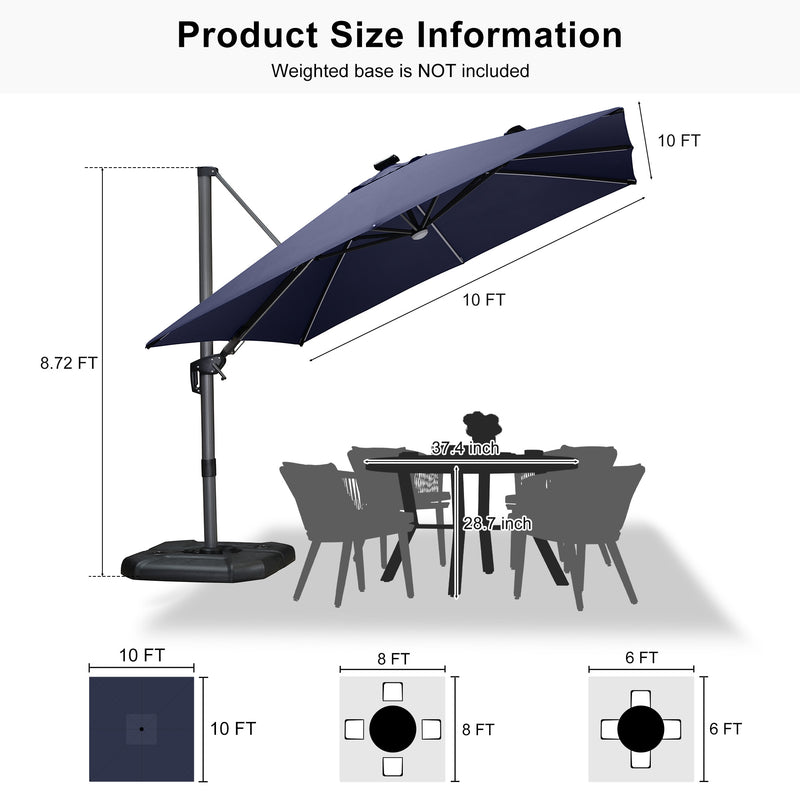 PURPLE LEAF LED Economical 10ft Patio Umbrellas Outdoor Umbrella with Lights