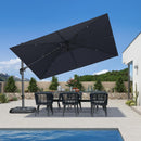 PURPLE LEAF Lateral Tilt Patio Umbrella with Base, 360° Swivel Cantilever Umbrella with Stand