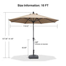 PURPLE LEAF Round Tilting Patio Umbrella with Base, Milan Porch Table Umbrella