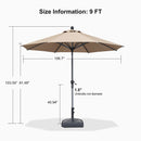 PURPLE LEAF Round Tilting Patio Umbrella with Base, Milan Porch Table Umbrella