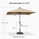PURPLE LEAF Crank and Tilt Table Umbrella Outdoor Patio Market Umbrella with Visible Hand Crank System