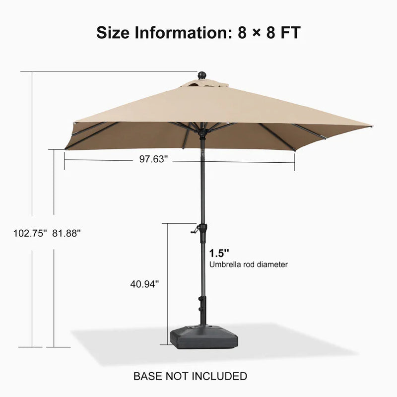 PURPLE LEAF Crank and Tilt Table Umbrella Outdoor Patio Market Umbrella with Visible Hand Crank System