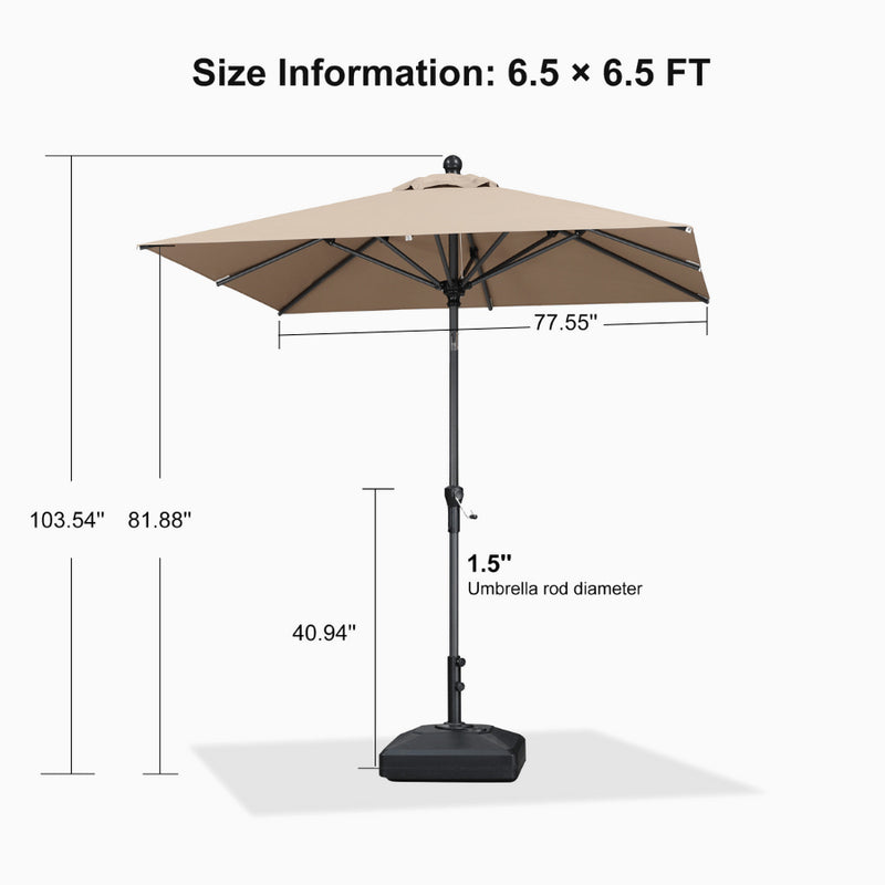 PURPLE LEAF Crank and Tilt Square Patio Table Umbrella with Base for Garden Porch