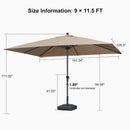 PURPLE LEAF Aluminum Patio Table Umbrella Heavy Duty Market Umbrella with Base