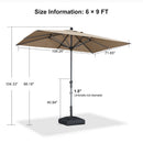 PURPLE LEAF Crank and Tilt Rectangular Outdoor Patio Market Umbrella with Base