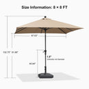 PURPLE LEAF Crank and Tilt Rectangular Outdoor Patio Market Umbrella with Base