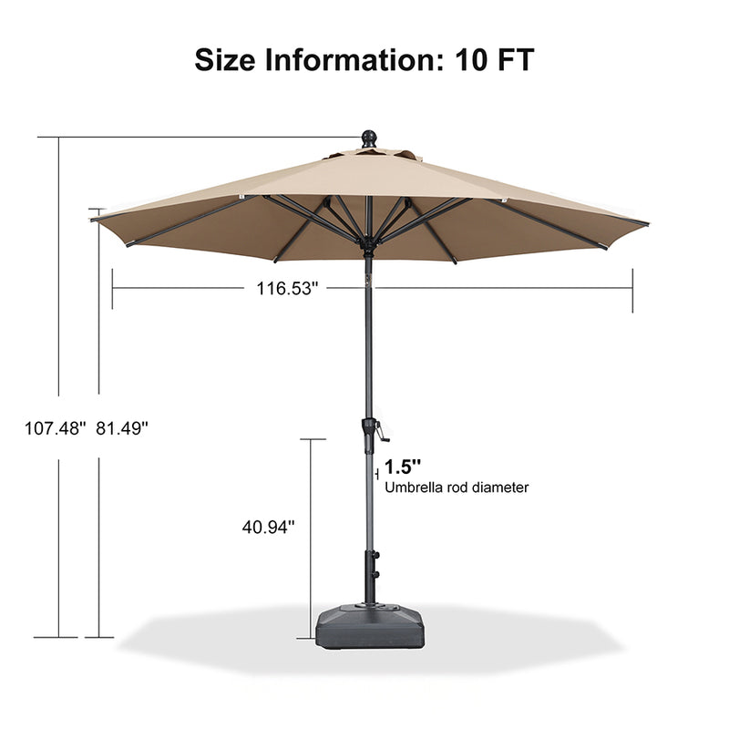 PURPLE LEAF Crank and Tilt Rectangular Outdoor Patio Market Umbrella with Base