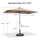 PURPLE LEAF Crank and Tilt Rectangular Outdoor Patio Market Umbrella with Base