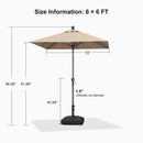 PURPLE LEAF Crank and Tilt Square Patio Table Umbrella with Base for Garden Porch