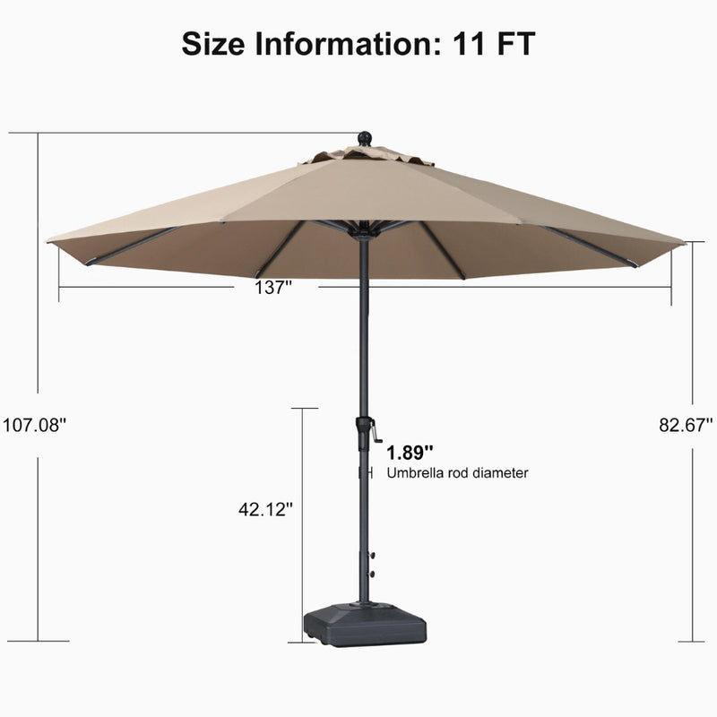 PURPLE LEAF Aluminum Patio Table Umbrella Heavy Duty Market Umbrella with Base
