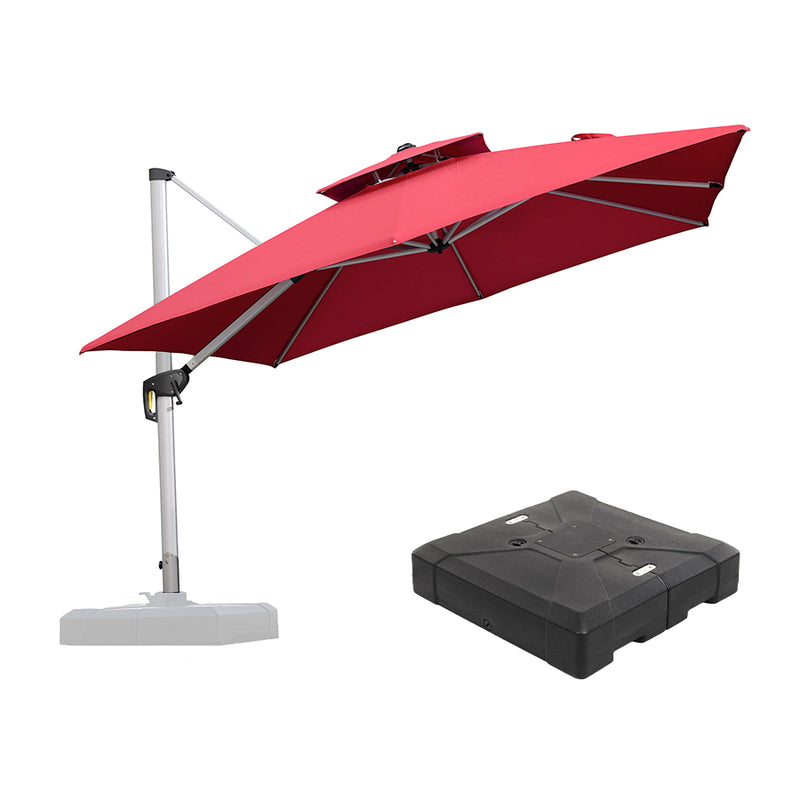 PURPLE LEAF Large Square Patio Cantilever Umbrella With Base for Garden Pool Porch