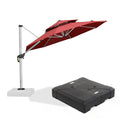 PURPLE LEAF Double Top Cantilever Patio Umbrella, Red canopy, black base, cantilever design for backyard and pool.