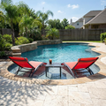 PURPLE LEAF Patio Chaise Lounge Set Outdoor Beach Pool Sunbathing Lawn Lounger Recliner Chair Outside Chairs with Side Table Included