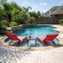 PURPLE LEAF Patio Chaise Lounge Set Outdoor Beach Pool Sunbathing Lawn Lounger Recliner Chair Outside Chairs with Side Table Included