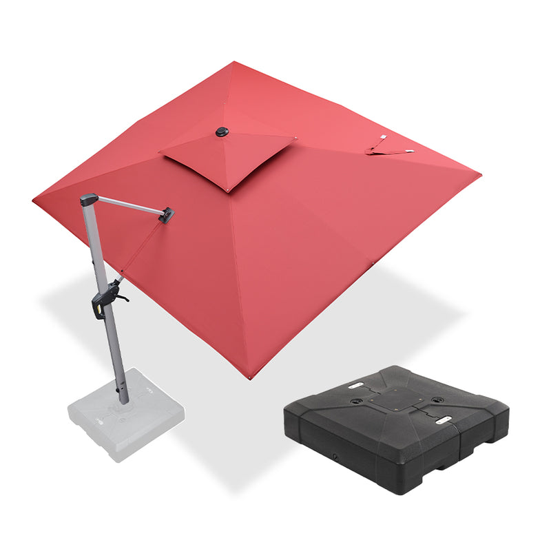 PURPLE LEAF Rectangular Large Outdoor Cantilever Umbrella With Base for Garden, Pool