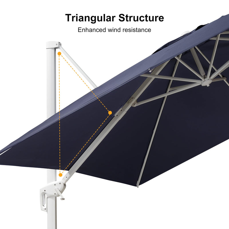 PURPLE LEAF Outdoor Patio Umbrella with Base, Best White Cantilever Umbrellas