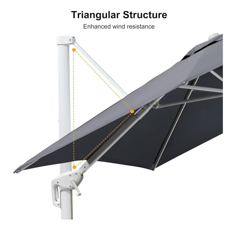 PURPLE LEAF Outdoor Patio Umbrella with Base, Best White Cantilever Umbrellas