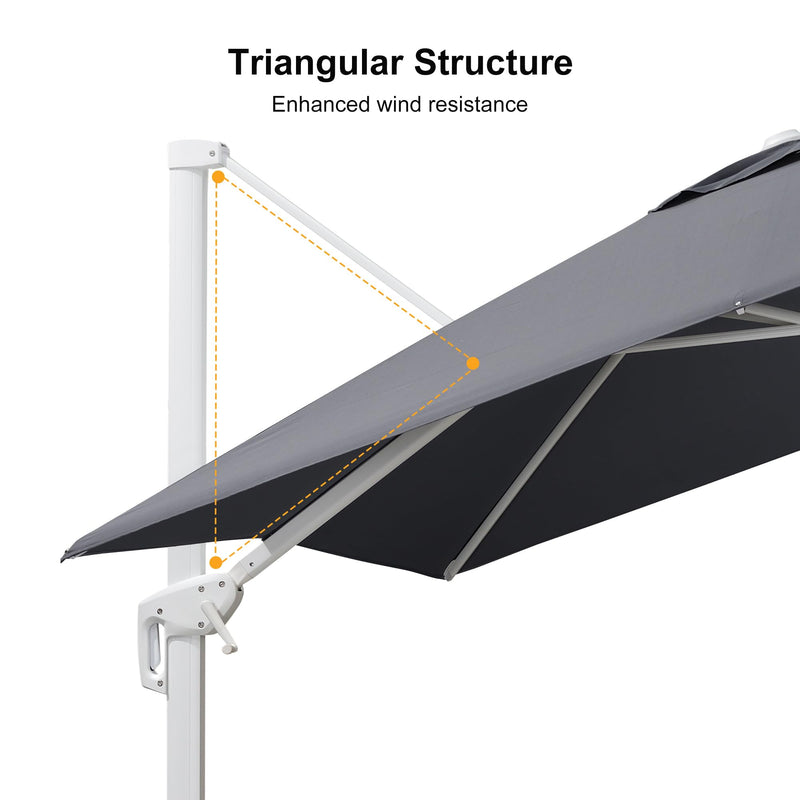 PURPLE LEAF Outdoor Patio Umbrella with Base, Best White Cantilever Umbrellas
