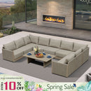 PURPLE LEAF Sanori U-Shaped Patio Couch Set Modular Sofa with Beige Cushions and Ottoman for Balcony
