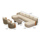 PURPLE LEAF Hailar U-Shaped Patio Conversation Set with Genuine Teak Cushions and Pillows Olefin Rope Backres Outdoor Couch Sets for Porch Garden