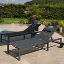 PURPLE LEAF Outdoor Tanning Lounge Chair Set with Face Hole Adjustable Reclining Chairs for Poolside Beach Wheels Pillows and Table Patio Aluminum Sunbathing Lounger
