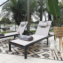 PURPLE LEAF Outdoor Tanning Lounge Chair Set with Face Hole Adjustable Reclining Chairs for Poolside Beach Wheels Pillows and Table Patio Aluminum Sunbathing Lounger