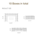 PURPLE LEAF Sanori U-shaped Patio Conversation Set with Grey Ottoman and Cushions for Poolside Graden