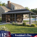 PURPLE LEAF Sunroom Hardtop Gazebo Solarium Grey Galvanized Steel Double Roof  All-Weather Aluminum Outdoor Screen House