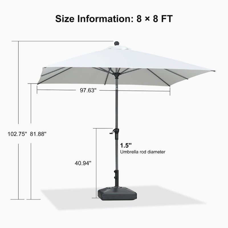 PURPLE LEAF Crank and Tilt Rectangular Outdoor Patio Market Umbrella with Base