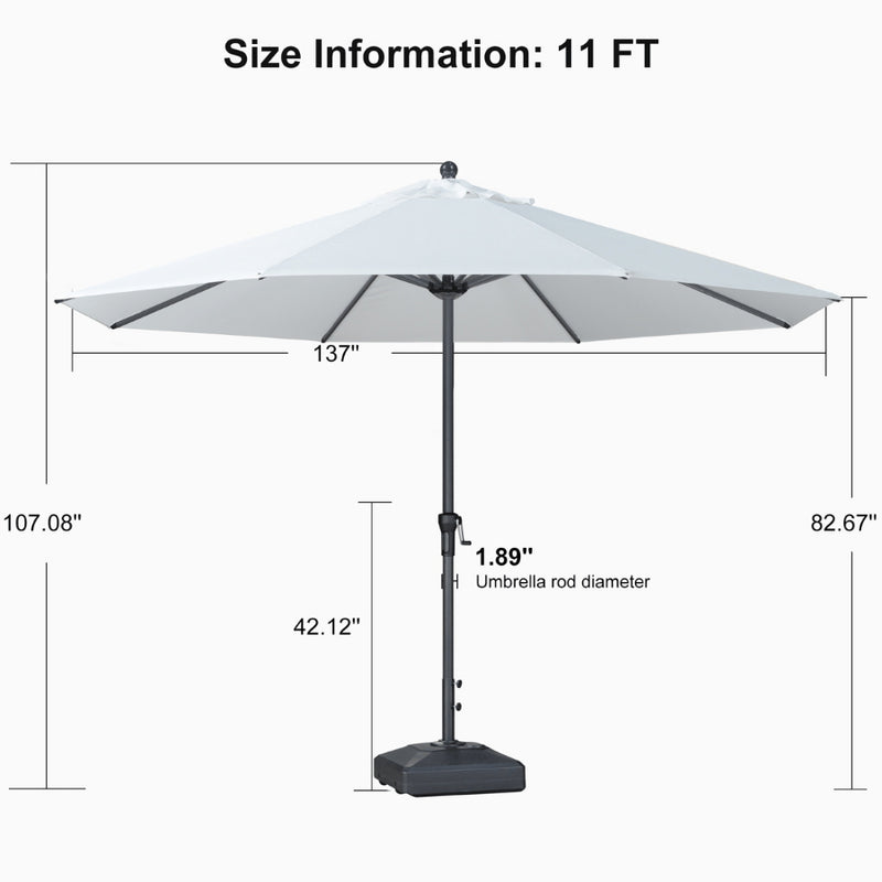 PURPLE LEAF Aluminum Patio Table Umbrella Heavy Duty Market Umbrella with Base
