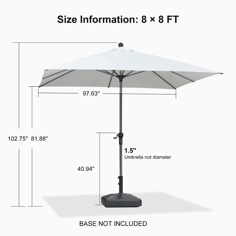 PURPLE LEAF Crank and Tilt Table Umbrella Outdoor Patio Market Umbrella with Visible Hand Crank System