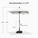 PURPLE LEAF Crank and Tilt Square Patio Table Umbrella with Base for Garden Porch